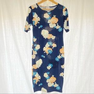 LuLaRoe Julia comfortable floral navy Sheath dress